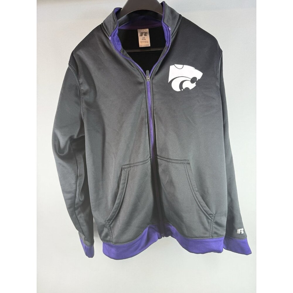 Kansas State Wildcats Grey Purple Russell Athletic Zip Up Jacket Size L